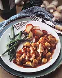 Chicken with Mushrooms and Red Wine
